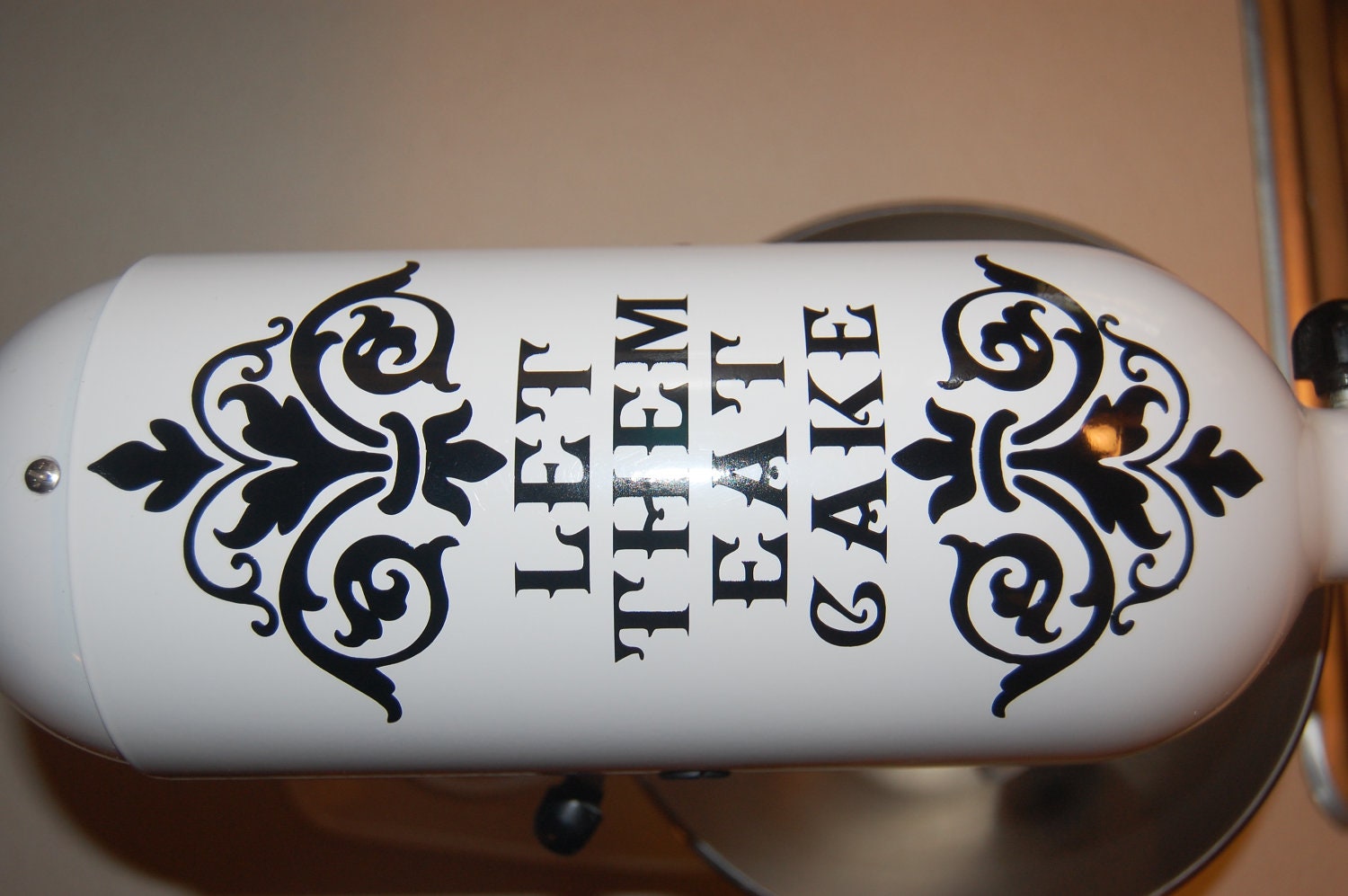 Vinyl Damask Mixer Decal for KitchenAid or Other "Let Them Eat Cake"