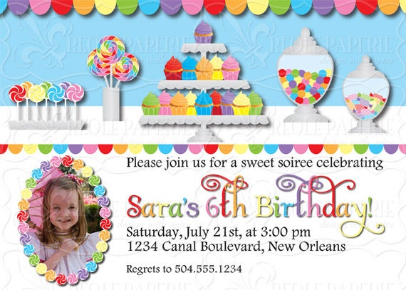 Sweet shop/candy buffet birthday party invitation