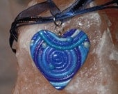 Universal Heart Necklace Swirled Polymer Clay Charm Blue Jewelry