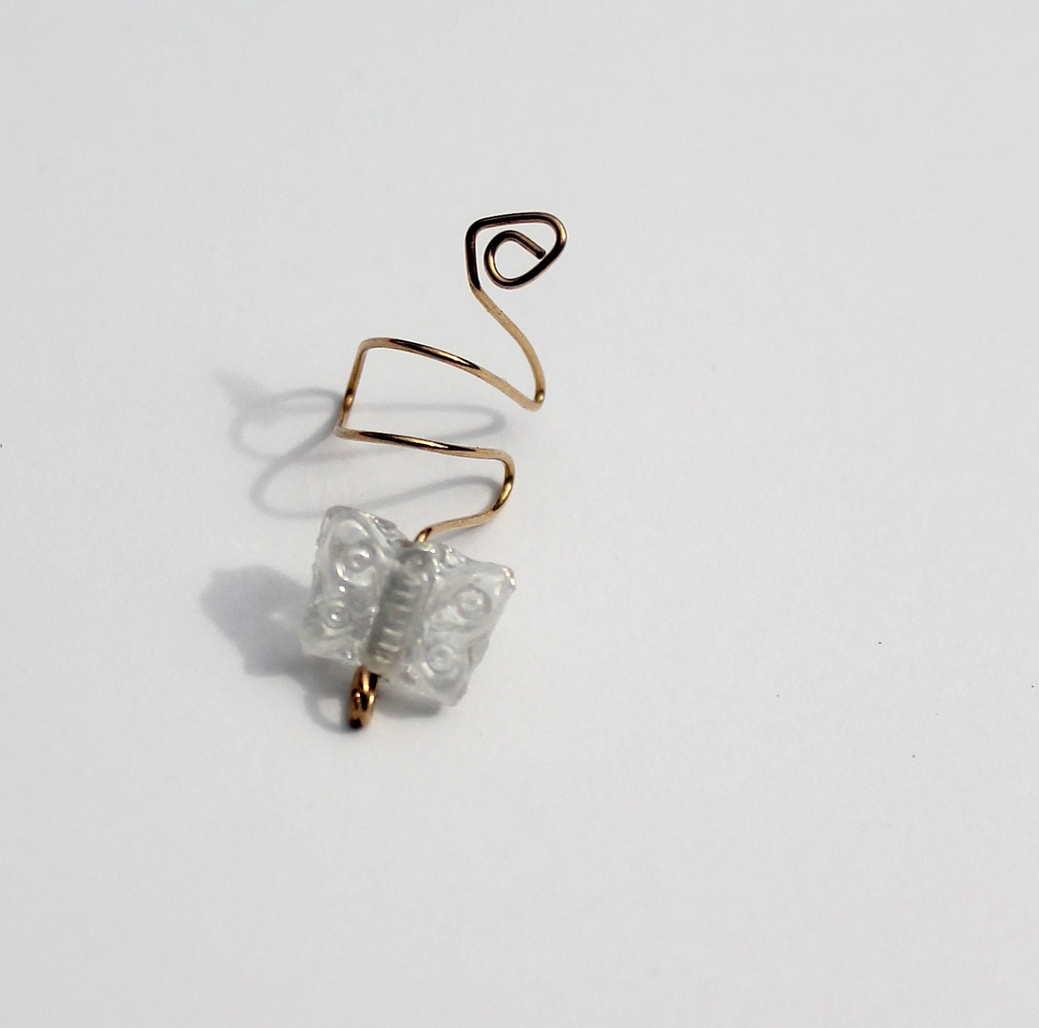 Butterfly ear cuff, gold plate wire ear cuff, non pierced ear jewelry