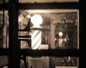 FREE US SHIPPING New York City Barber Shop at Night - 5 x 5 -  Fine Art Photo
