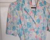 Pastel Day Dress - 60s - Abstract Floral - Large