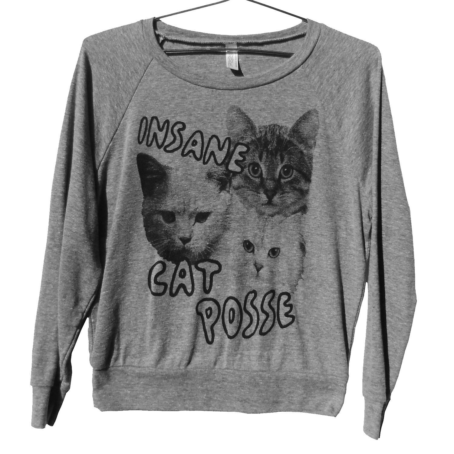 Insane Cat Posse Raglan WOMENS American Apparel Sizes S, M, L