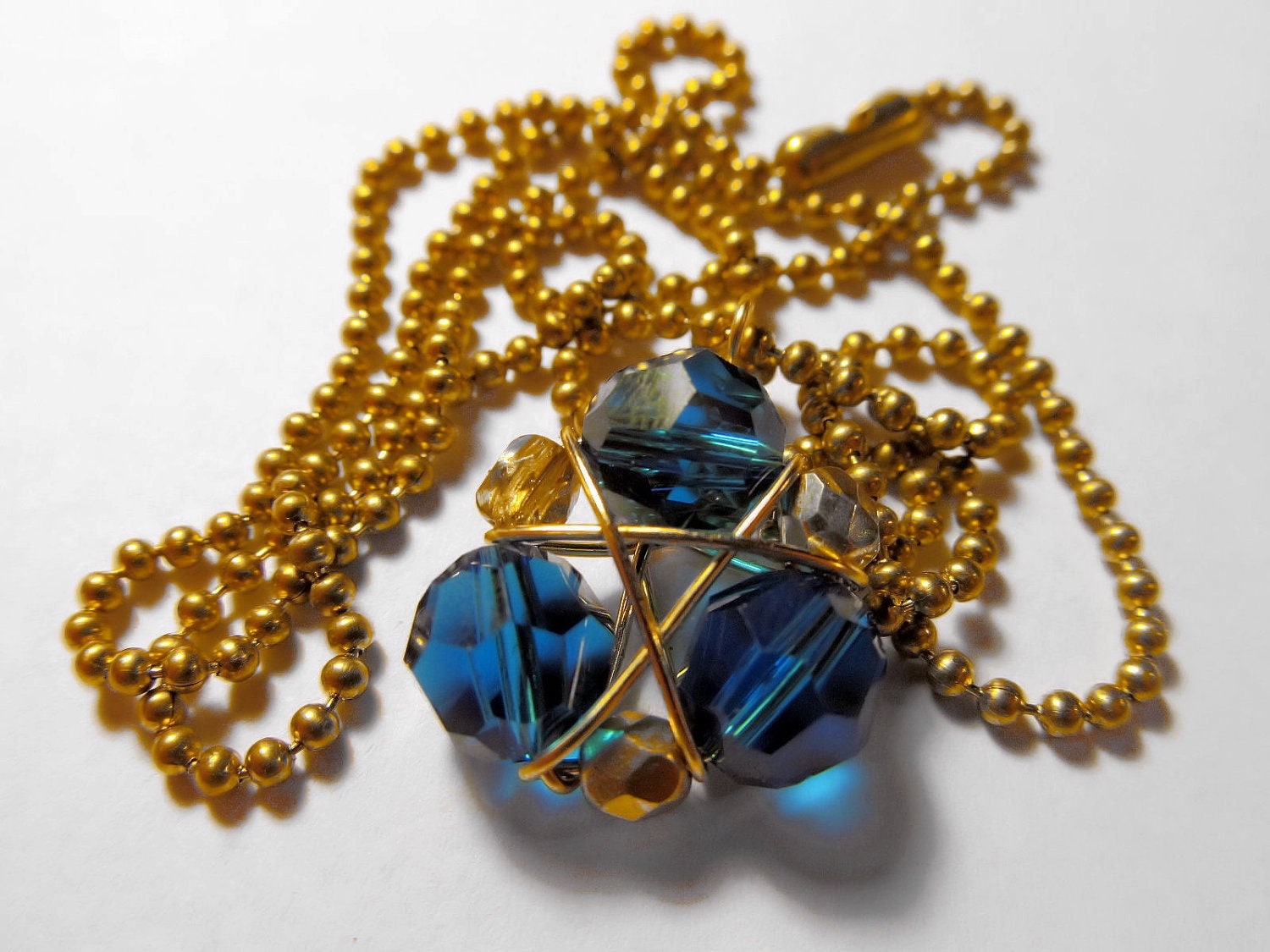 Zelda Necklace Zora's Sapphire, Dark Blue Crystals, Ball Chain