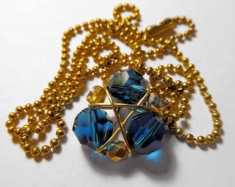 Zelda Necklace Zora's Sapphire, Dark Blue Crystals, Ball Chain