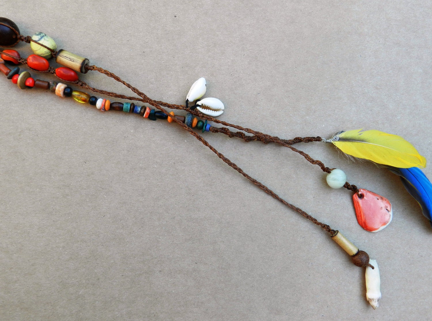 Soul Traveler Headband/Macrame/Stones/Boho headband/Feather headband/Shells/burning man/free spirit