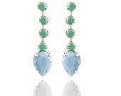 Beautiful Mint Green and Baby Turquoise Crystal Teardrop Post Earrings
