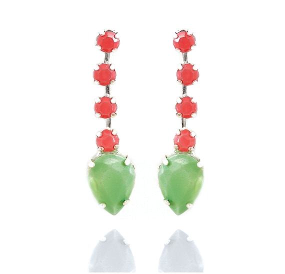 Flirty Drop Peach and Mint Green Earrings