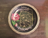 vintage tin Indiana state souvenir serving bowl