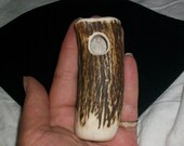 OOAK Handmade Aged Deer Antler Bone - Mega Travel-Pocket Pipe - Native American