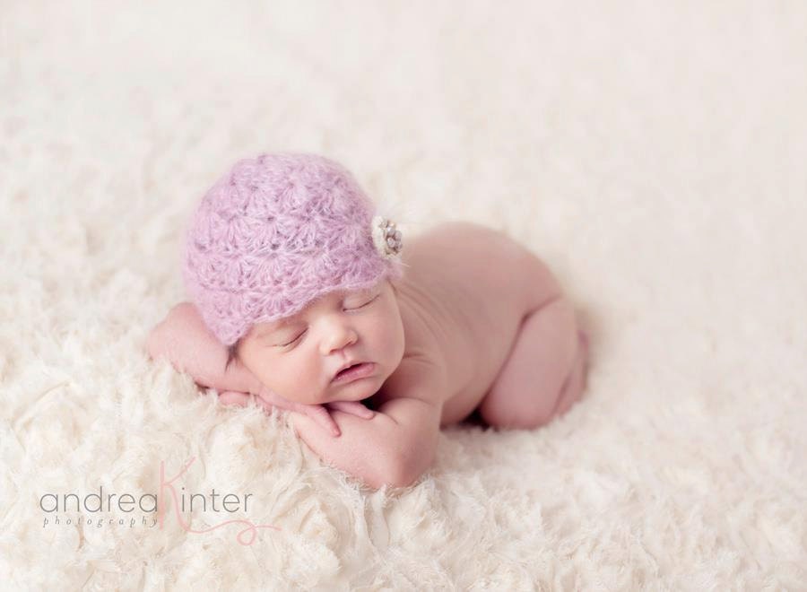 Newborn Beanie, Soft mohair hat,Crochet Shell stitch Baby hat , Newborn Photography Prop,