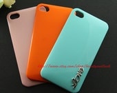3 color For Choice--Mint green, Pink, Orange silver Love iphone Case for Apple iPhone 4 Case, iPhone 4s Case, iPhone 4 Hard Case