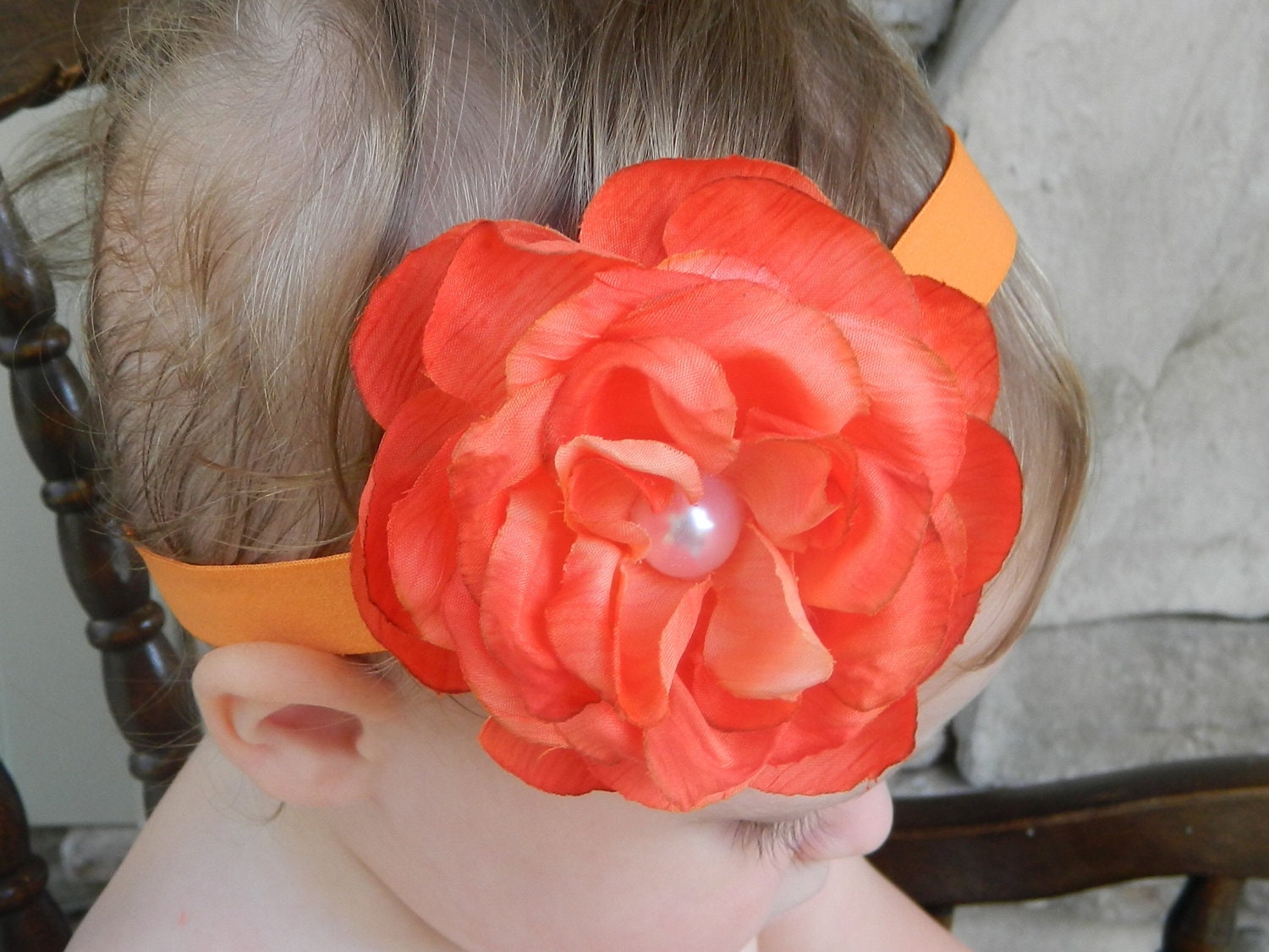 20%OFFORDER.Tangerine Flower headband.Orange flower headband.vintage rose headband.infant headband.toddler headband.girl headband.photo prop