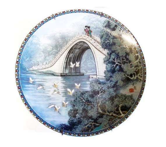 Imperial Jingdezhan Porcelain Plate "The Jade Belt Bridge"