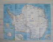 1963 vintage antarctica national geographic wall map