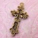 SALE - (1 Piece) Antique Brass Crusade Style Cross Charm Pendant Rosary 46mm - Jewelry Findings- BeadCoNet