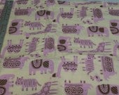 Pink Zoo Animals on Light Yellow background Flannel Crib Sheet