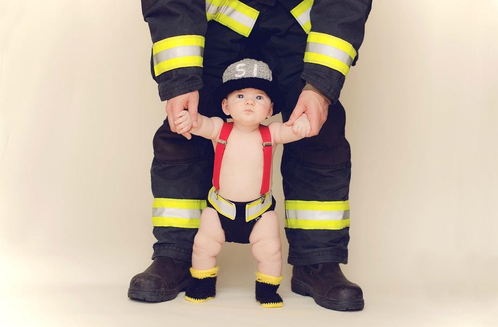 Crochet Baby Fireman Helmet, Boots and Diaper Cover Set - Fireman Hat, Fireman Booties, Fireman Diaper Cover - Made to Order
