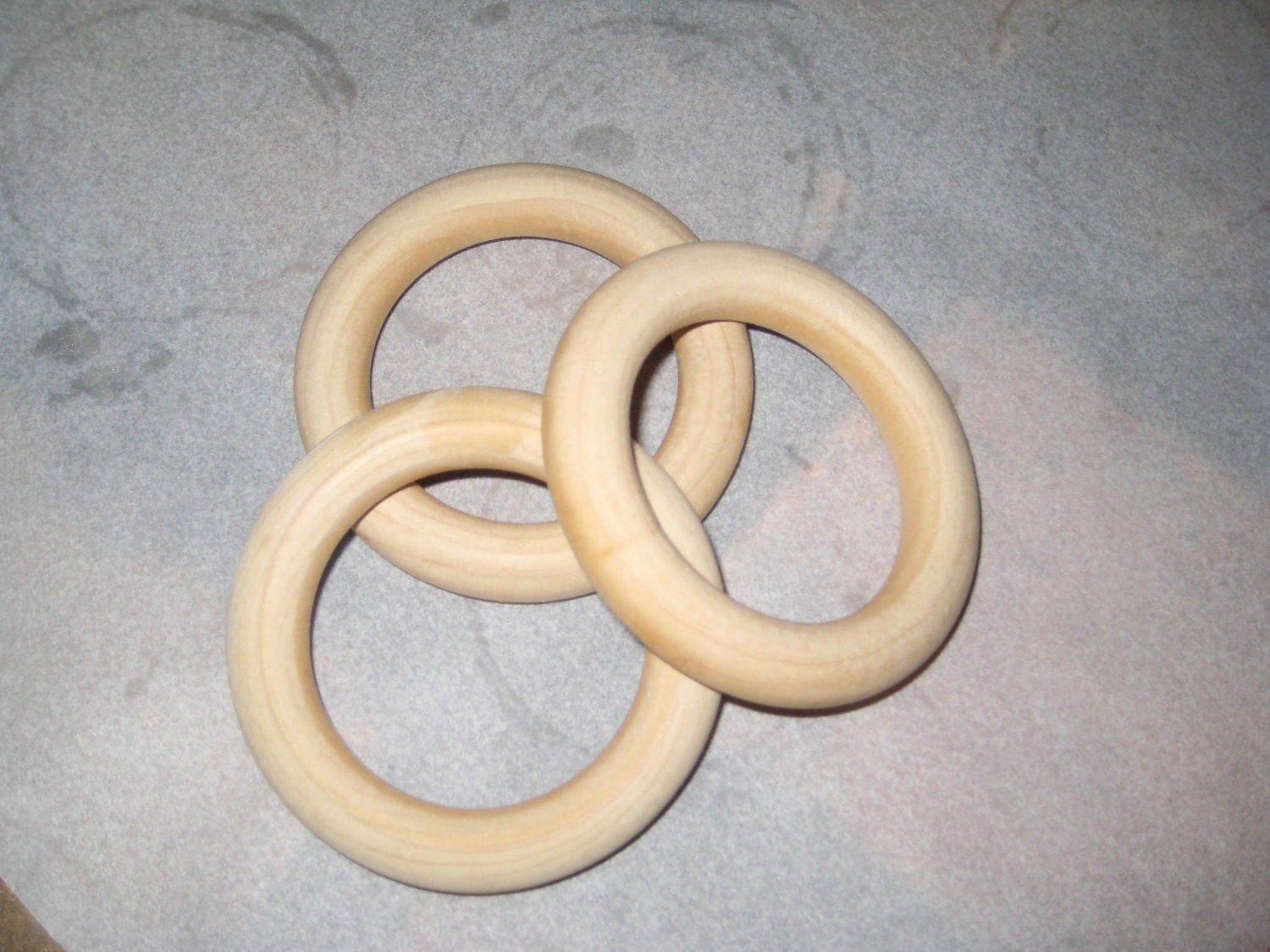 Eco Friendly, All natural unfinished teether ring toys, Set of 3