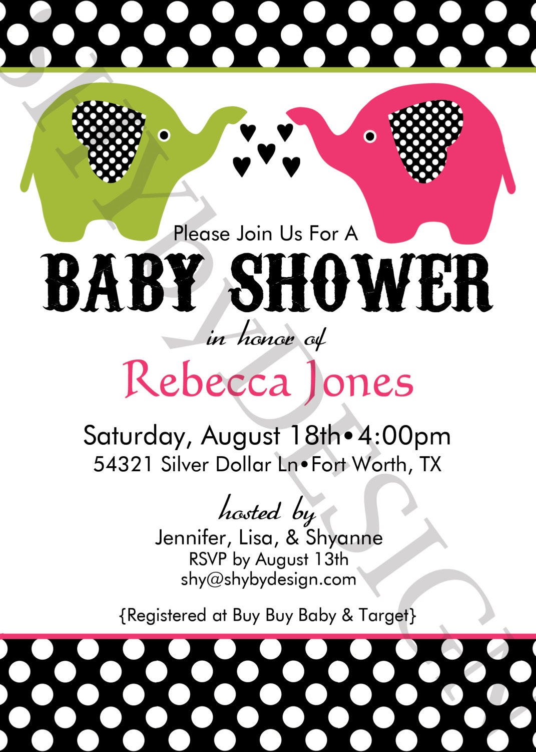 PRINTABLE Elephants & Dots Invitation