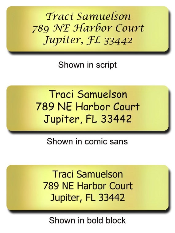 1000 Elegant Gold Foil Personalized Address Labels - Great for weddings, bridal showers - 2.25" x .75" Il_570xn