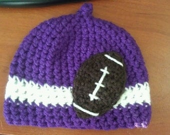Kansas State Northwestern TCU : Football Beanie, Nub-Tip (Crocheted to Order in sizes newborn - toddler)