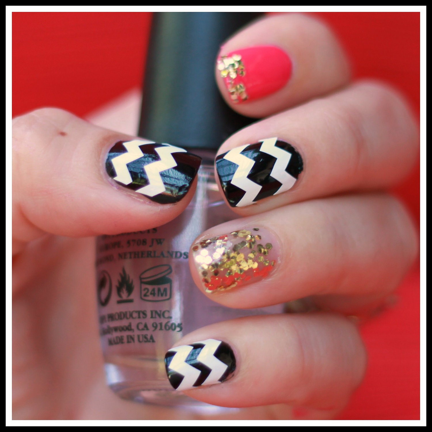 NAILED IT DECALS: 1 Sheet of 44 Chevron Nail Decals (You Pick the Color)