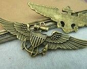 5 pcs 64x24mm Antique Bronze Vintage Filigree Large Angels Eagle Wings Ship Anchors Charms Pendants fc90893