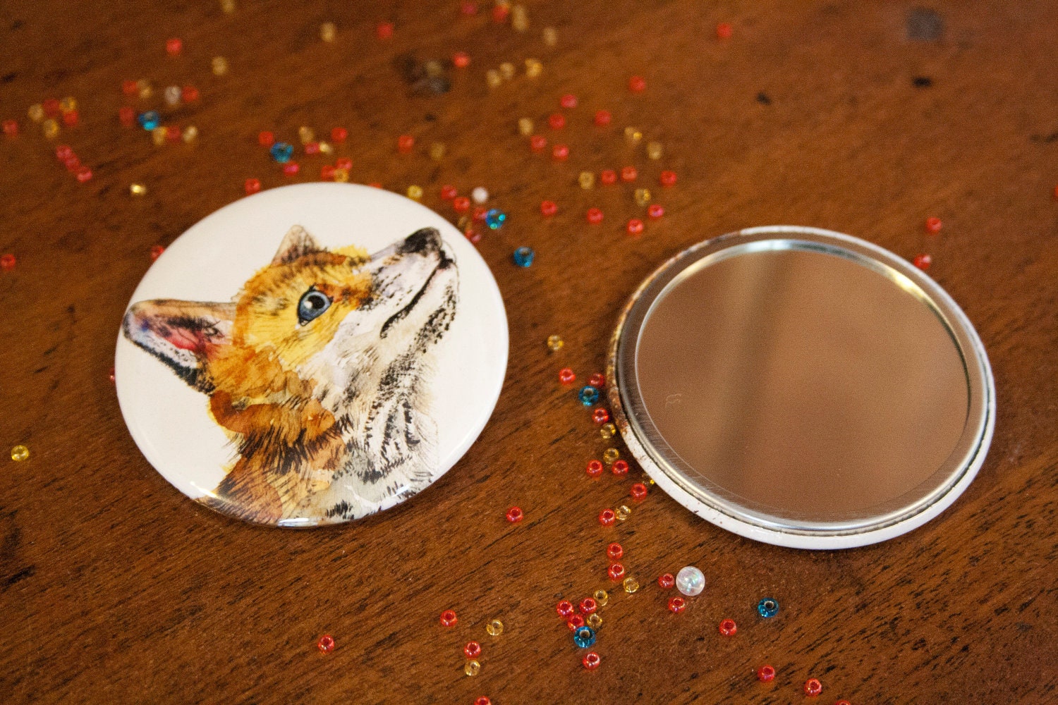 Fox Cub 'Can I go and play' Pocket Mirror