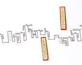 Post red earrings - rectangle earrings, neon jewelry, burned designs