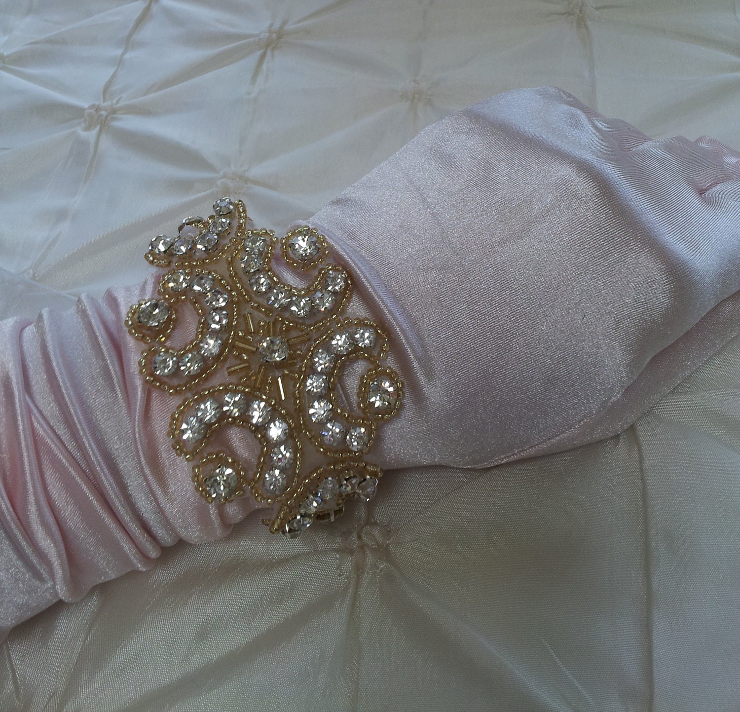 Gold and Rhinestone Applique Bracelet- "Versailles"