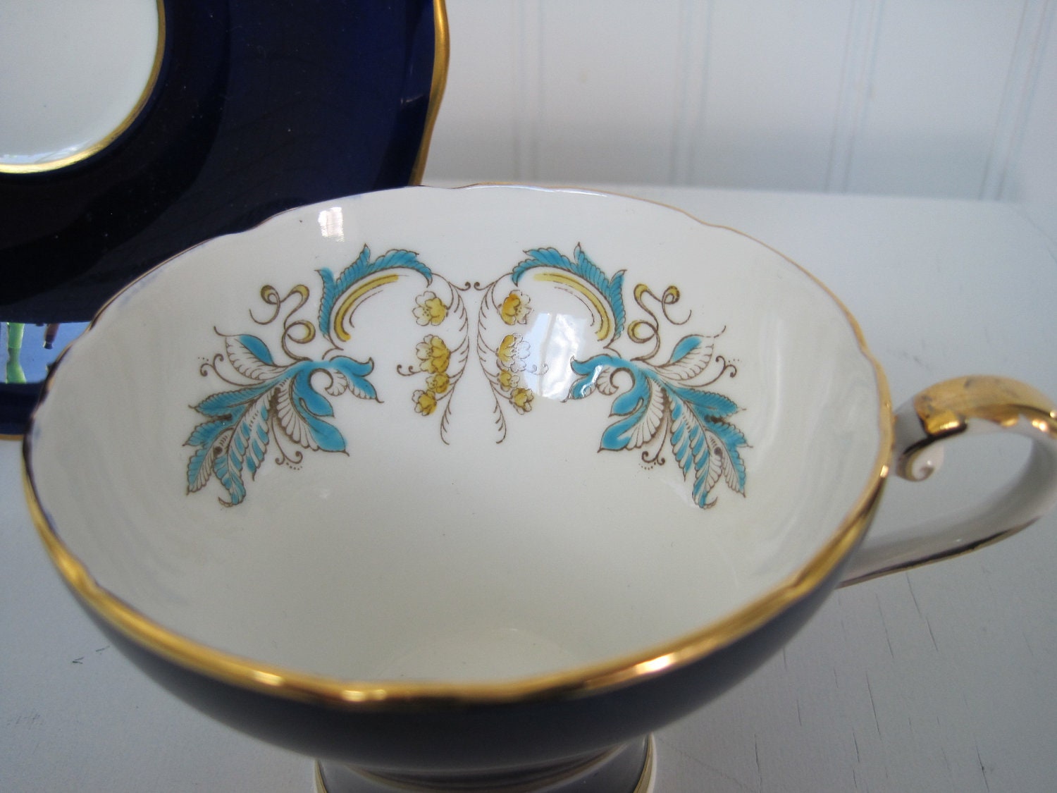 Aynsley Cobalt Blue Bone China Cup and Saucer SALE