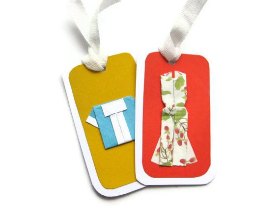 Origami clothes, origami bookmark, children bookmark, paper bookmark, origami gift, origami dress, origami shirt