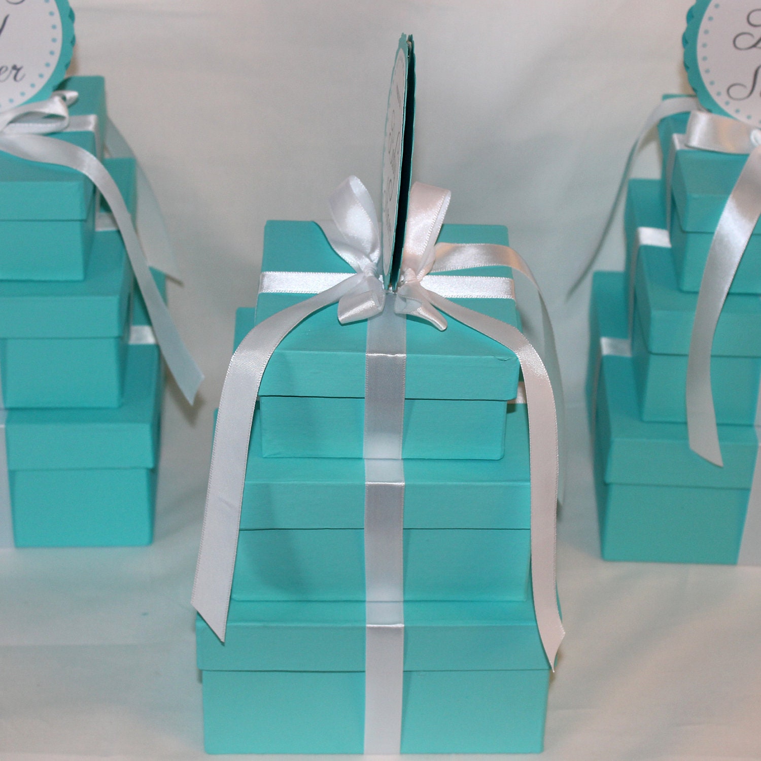 Baby Shower Centerpieces - Tiffany Co. Inspired Box - Tiffany Blue and White