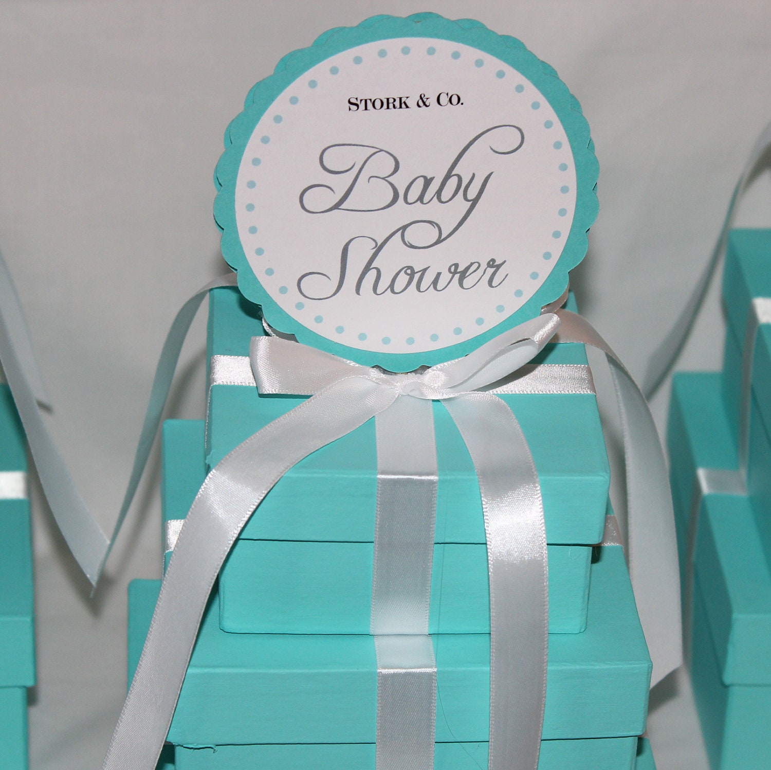 Baby Shower Centerpieces - Tiffany Co. Inspired Box - Tiffany Blue and White