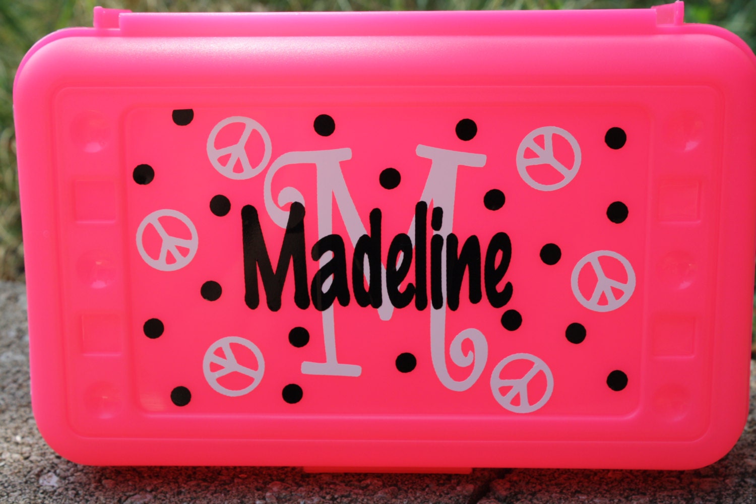 Personalized Pencil Box/ Art Supply Holder - Back to School - Assorted Colors/Designs