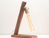 Tobacco Stick Lamp I- Rustic Lighting, Vintage Wood Lighting, Exposed Edison Tube Bulb