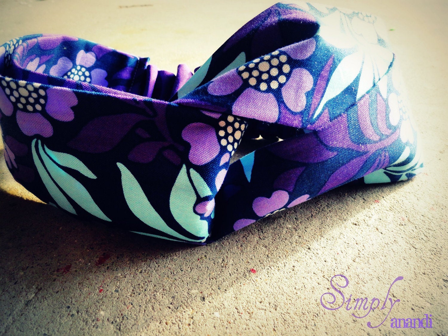 Turban headband--Purple floral headband--Women's turban headband--headwrap--stretchy--floral turban headwrap