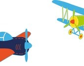 Kids childrens vinyl wall decal Vintage AirPlanes set  Great for boy nursery