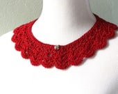 the Edith // crochet peter pan collar // lace vintage inspired necklace collar // crimson red