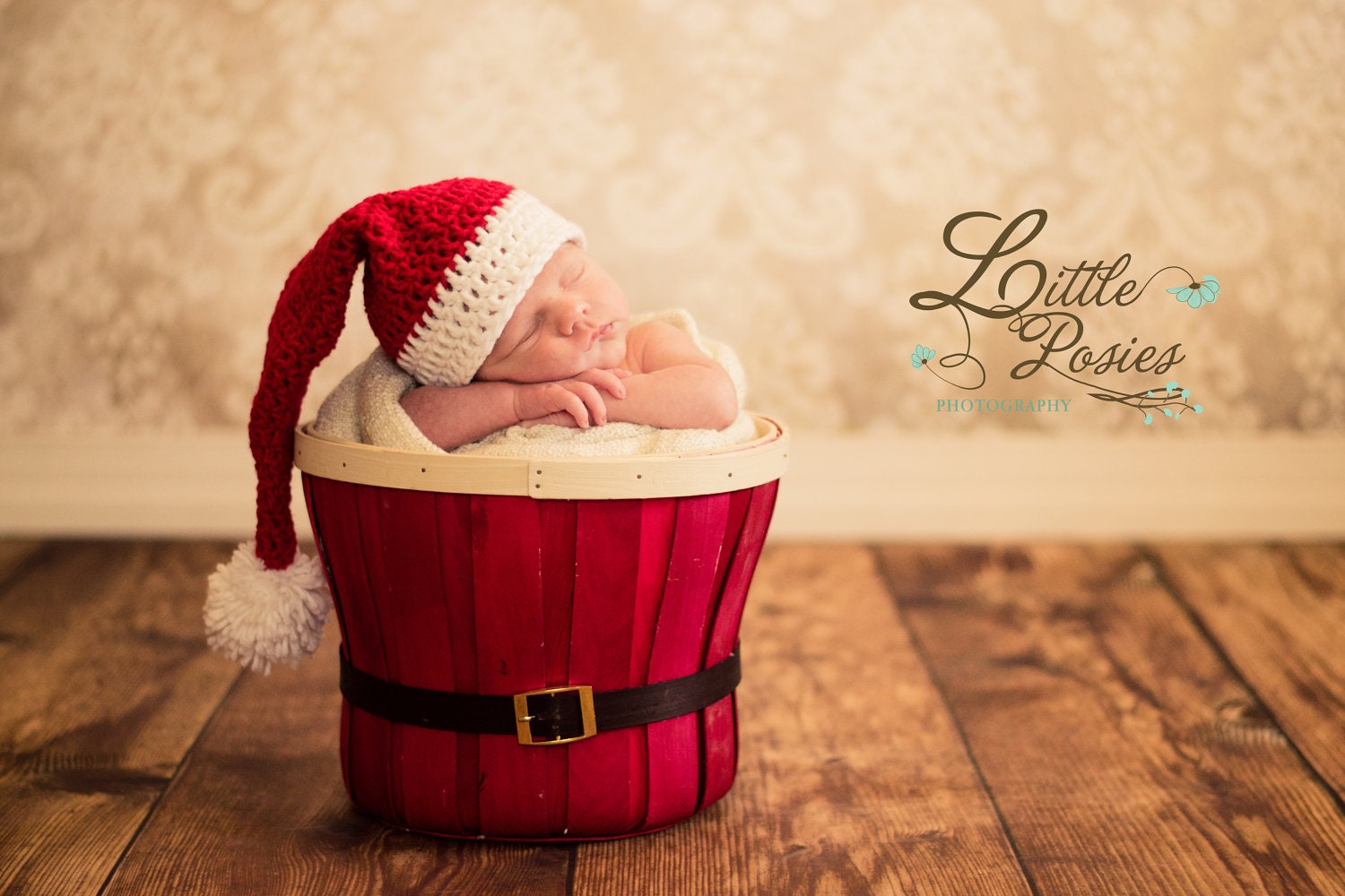 SALE Crochet Baby Candy Cane Elf Christmas Santa Hat Newborn Infant Toddler Girl Boy Flower Photo Prop Made to Order