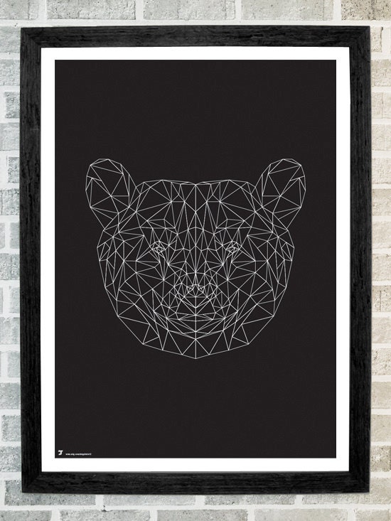 Bear head geometric triangles 11 X 16 print