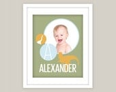 Dinosaurs monogram - 8x10 photo print - personalized Nursery Art print, Baby Room decor, Nursery Art, Kids Print..Quotes ant Typography