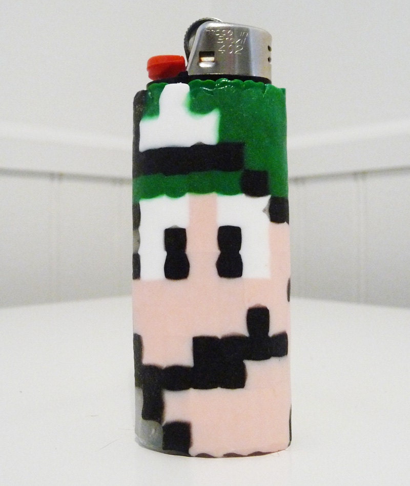 Luigi Perler Bead LIGHTER CASE - super mario bros.