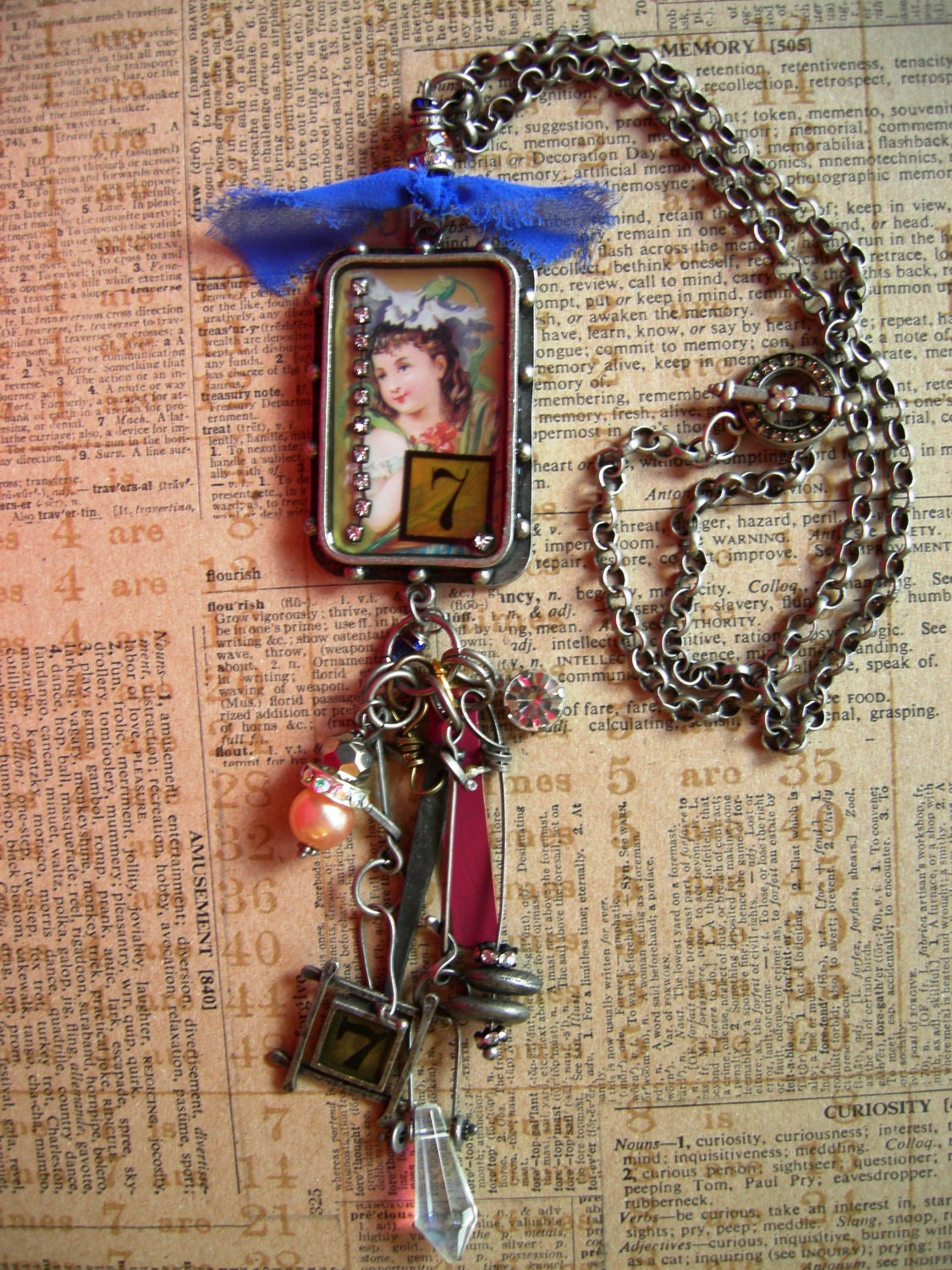 Industrial Chic Mixed Media Altered Art Steampunk Charm Necklace Jewelry