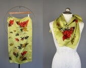 50s vintage silk square scarf / Vibrant Autumn
