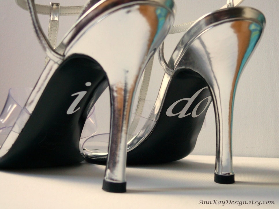 I DO Stickers White Vinyl Bridal Shoe Decal