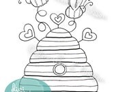 Digital Stamp - Bee Hive - digistamp