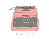 Vintage Typewriter- Choose Your Color- 5x7 Illustration Print
