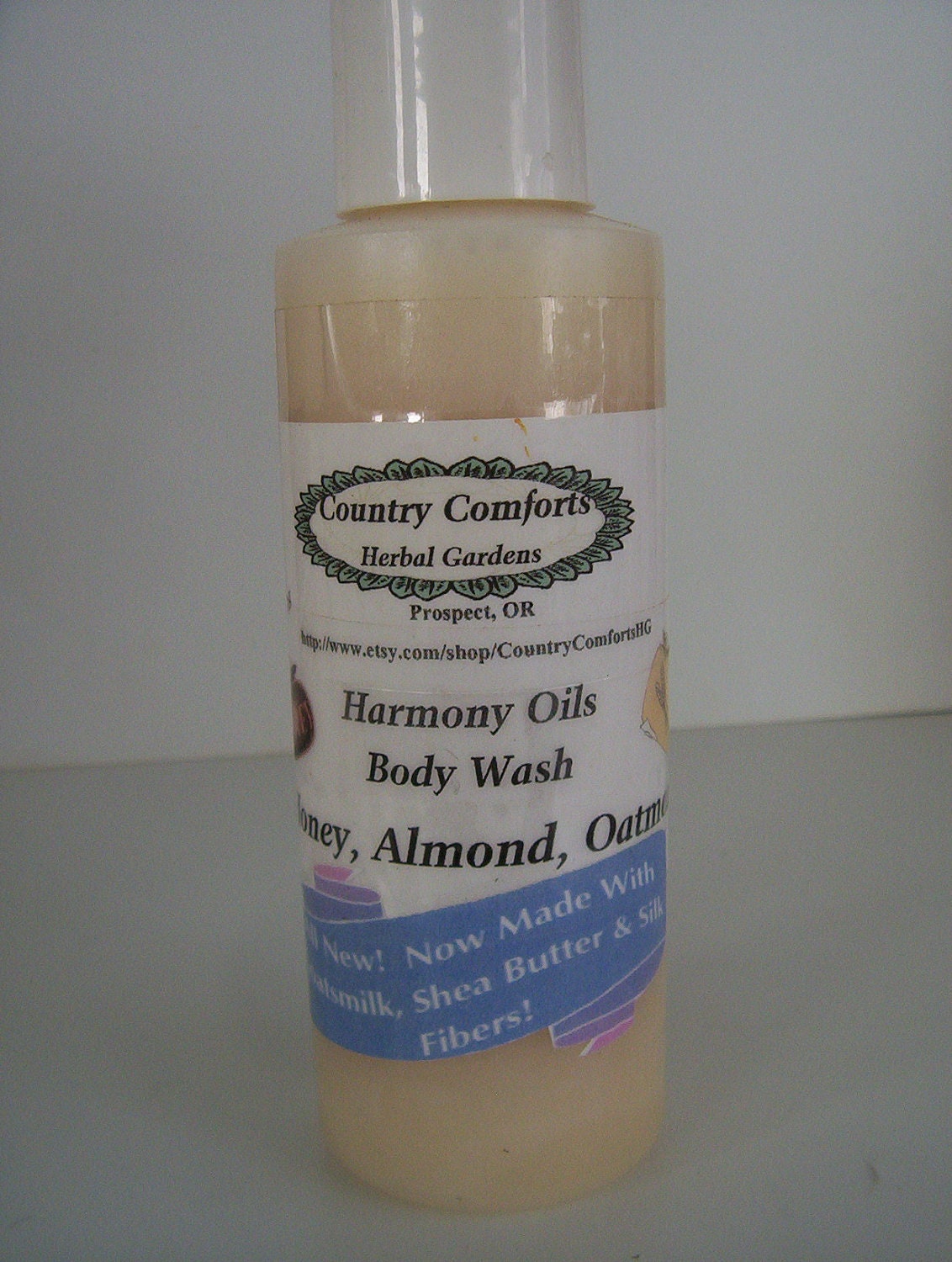 Natural Body Wash - Honey, Almond, Oatmeal - New Thick, Rich Formula With Shea Butter, Goats Milk & Silk Protein Conditioners - 4 oz bottle